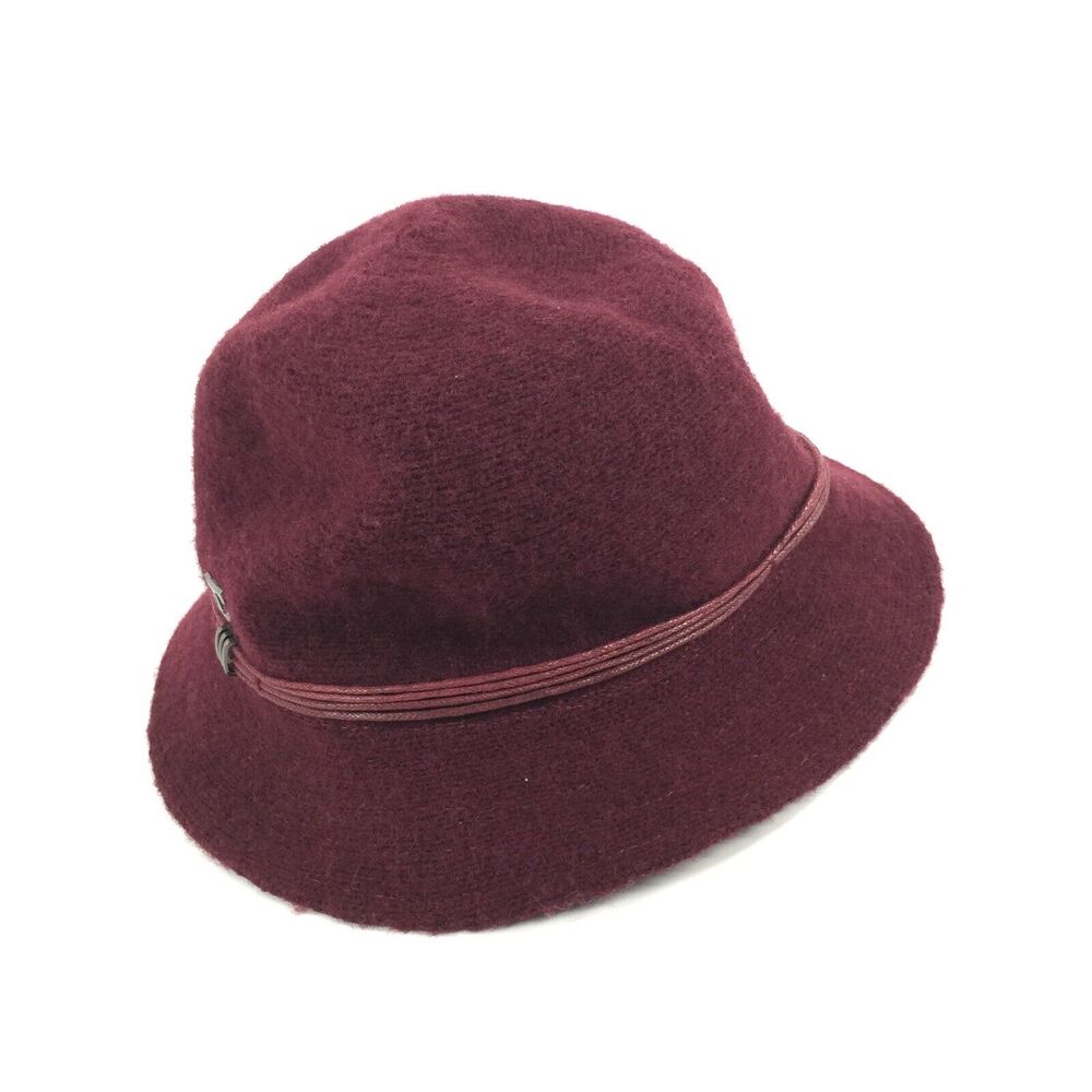Vintage Callanan Felt Wool Blend Fedora Cloche Hat Womens Burgundy Red One Size